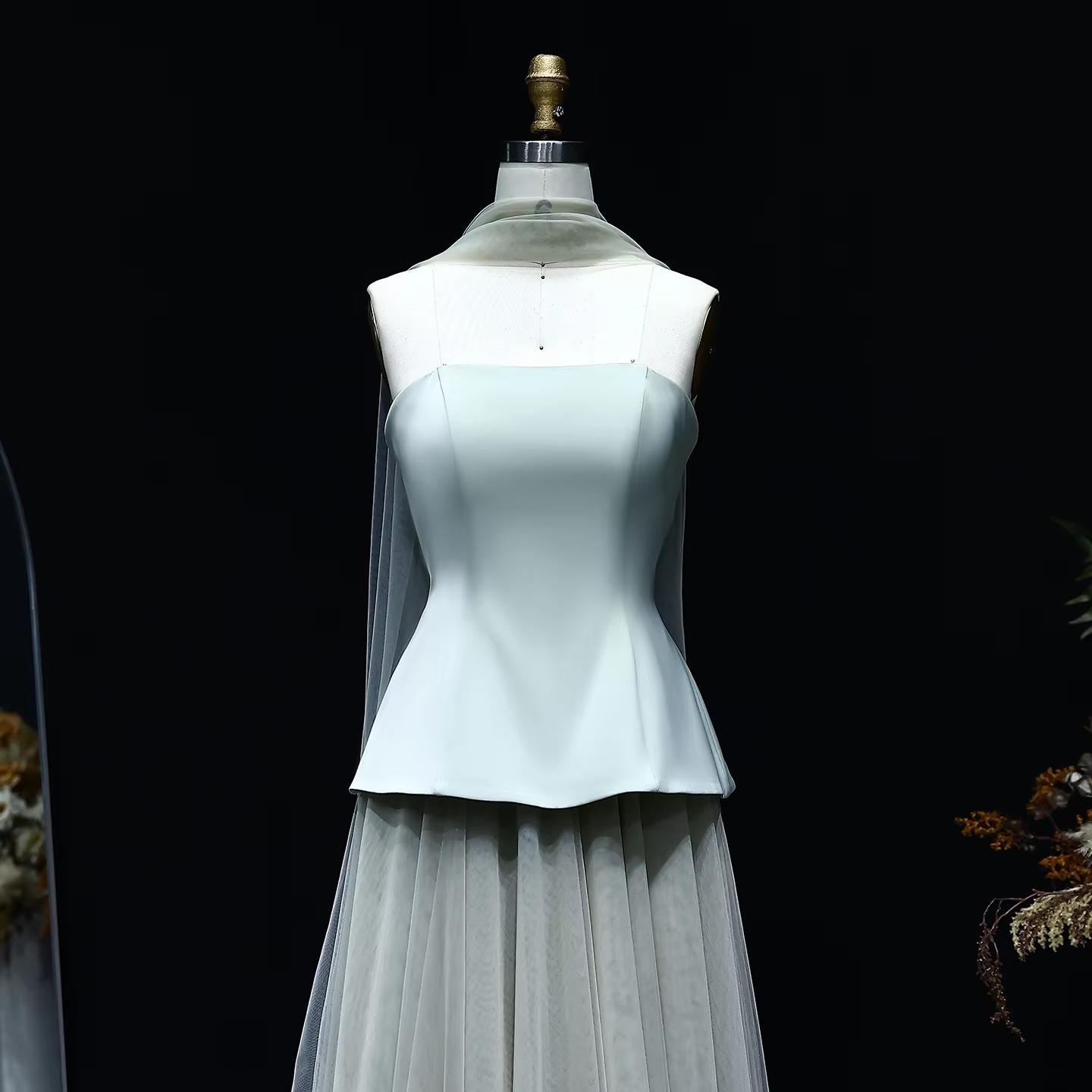 Solara Veil Mint Simple Dress – Minimalist Evening Dress