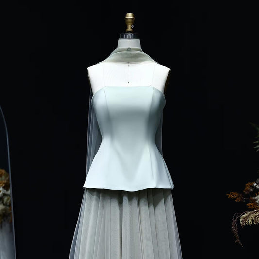 Solara Veil Mint Simple Dress – Minimalist Evening Dress