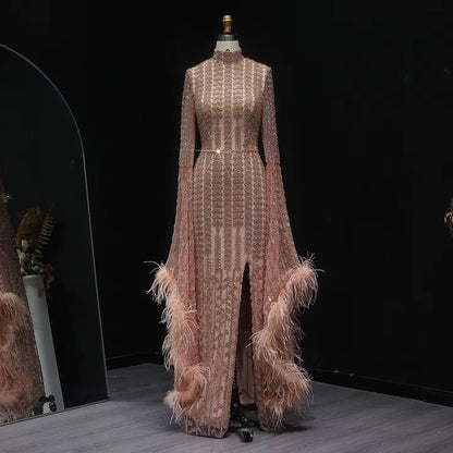 Rosavelle Feathered Mermaid Gown - Luxury Party Dress