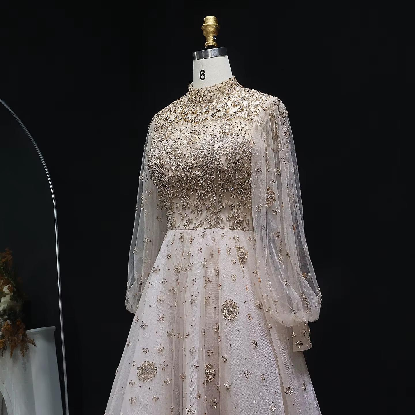 Valencia Long Sleeve Evening Gown -  Elegant Party Dress