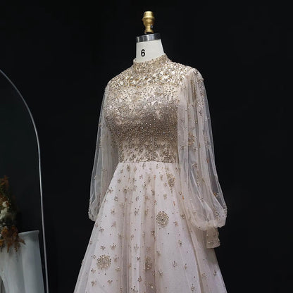 Valencia Long Sleeve Evening Gown -  Elegant Party Dress