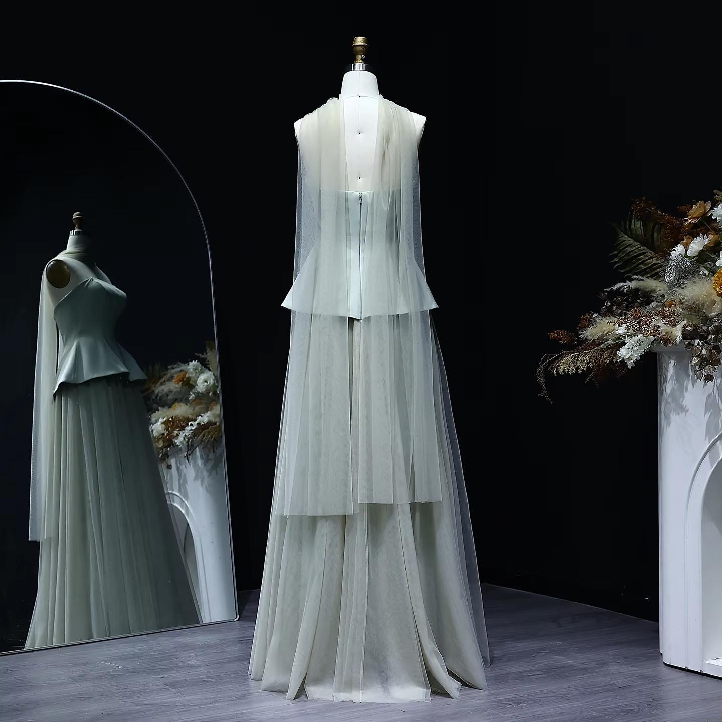 Solara Veil Mint Simple Dress – Minimalist Evening Dress
