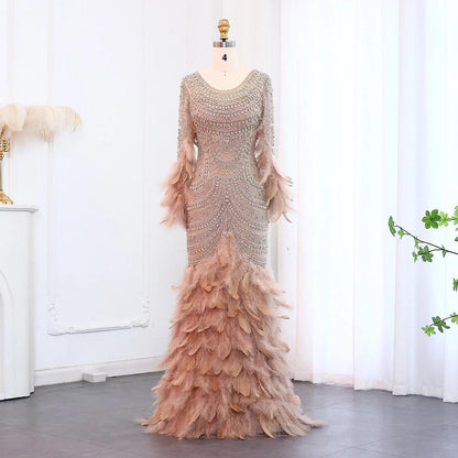Ophelia Luxe Mermaid Dress - Crystal Elegant Evening Dress