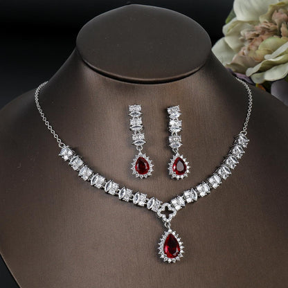 Celestia Glow Zircon Jewelry Set – Wedding Necklace and Earrings