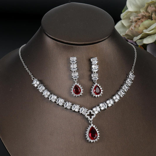 Celestia Glow Zircon Jewelry Set – Wedding Necklace and Earrings