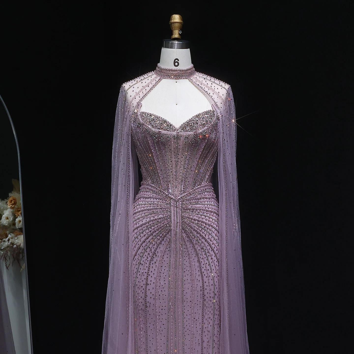 Velvet Mermaid Gown - Beaded Couture Evening Dress