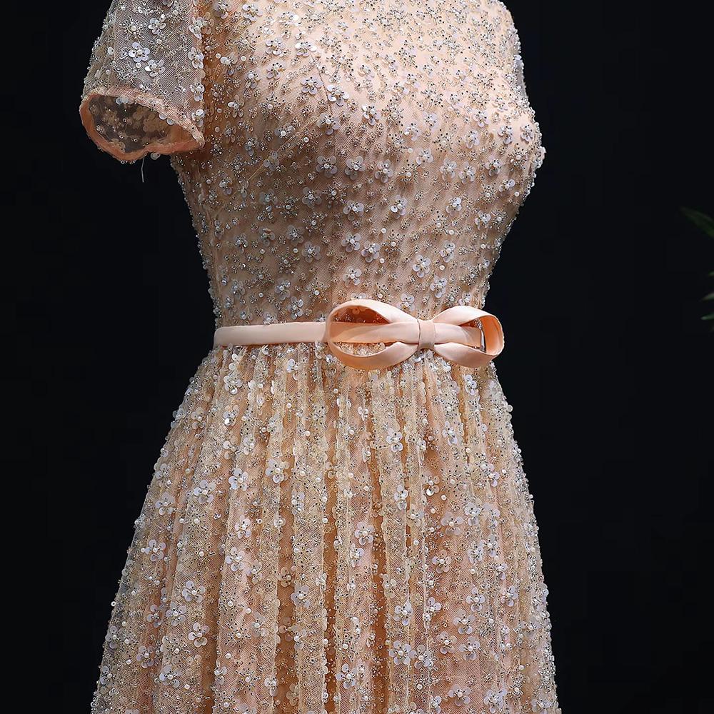 Florielle Bloom Beaded Gown - High-Neck Dress